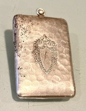 Antique Vintage 19C Silver Plate Monogram Fancy Vesta Match Safe Case Holder Old picture