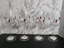 Chili Pepper Wine Stemmed 20oz Glasses Handblown Art 3D Design Set Of 4 NWT RARE picture