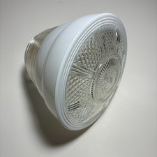 Vintage 1940s-50s Art Deco Beehive Utility Milk Glass Flush Mount Light Shade picture