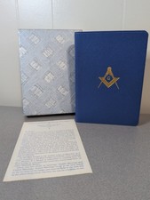 Vintage Holman Blue Masonic Holy Bible Temple Illustrated Editionn 1965 in Box picture