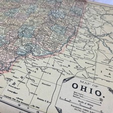 1899 Map of Ohio Fold Out Original Tinted Map Engraving FL6-8 picture