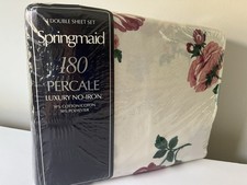 Springmaid MARJORIE Rose Percale 4-Piece Sheet Set Double Flat Fitted 2 Cases picture