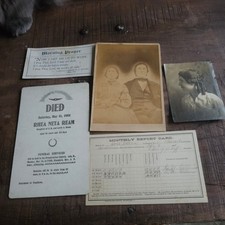 Ohio Ephemera Lot 1885 Report Card Funeral Notice Cabinet Card Photo Antique picture