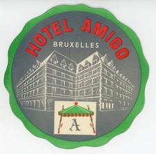 Hotel Amigo Brussels Belgium Vintage Luggage Label Building View picture