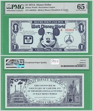 1971-A Disney Dollar $1 Recreation Coupon PMG 65 EPQ Gem Unc Mickey Mouse Scarce picture