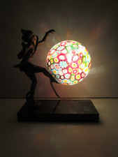 Vtg. Art Deco Gerdago Pixie Harlequin Lamp & Murano Millefiori Glass Globe Shade picture