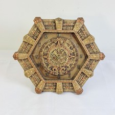 Vintage Mayan Aztec Calendar Wall Clock Tribal Mesoamerican Southwestern Decor picture