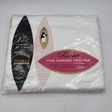 NIP Vtg 60s Full  DOUBLE FLAT SHEET White  Penneys Percale 100% Cotton 81x108 picture