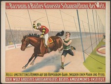 Photo:Barnum & Bailey Hippodrome Race Man vs Horse c1900 Circus Poster picture
