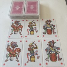 Vintage Double Deck Playing Cards Jester Musician Renaissance Art Pink Backs picture
