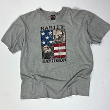 Vintage 2005 Harley-Davidson Eagle & Flag Graphic Grunge Distressed Skater Style picture