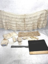 antique lace trim black white yards ruffle lot Victorian original 19thc  picture