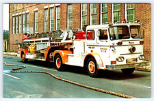 Postcard Baltomore City Maryland 1962 Fire Truck Seagrave Diesel 100 ft. A82 picture