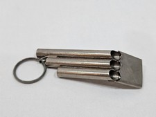 Vintage Germany Triple Tube Metal Whistle 3 Pipe Sports Signal Key Ring picture