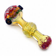Clear Fumed Rasta Swirl Glass Spoon Pipe with Red Frit Mouthpiece - 5 Inch picture