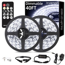 40ft LED Strip Light Dimmable with Remote, 6500K Daylight White | 720 LEDs, 1... picture