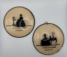 Set Of 2 Peter Watson's Studio Convex Glass Reverse Back Painted Portrait Signed picture