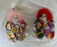 Adorable Small Clowns Jester, Carnival, Circus, Painted Porcelain Heads picture