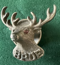 Rare Vtg Figural Sterling Silver Gold BPOE Order Of Elks Screwback Pin picture