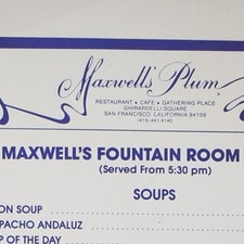1985 Maxwell's Plum Restaurant Menu Ghirardelli Square San Francisco California picture