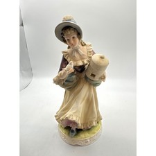 Vintage Porcelain Figurine Woman with Birdcage and Dove picture