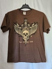 Harley-Davison Sturgis 2008 T-Shirt Men L Skull Black Hill Brown T-Shirt picture