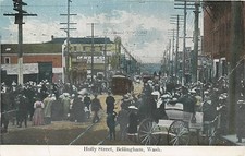 Postcard WA: Holly Street Scene, Bellingham, Washington DB Posted 1909 picture