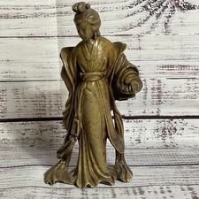 Signed VTG./ANTIQUE Chinese Quan Yin Holding Basket Soapstone Figurine- 7