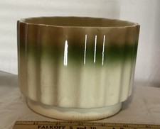 Unbranded Ceramic Planter Pot Green Brown Tan D1 picture