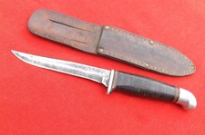 Vintage Kinfolks USA 330-4 1/2  Fixed Blade Hunting Knife Leather Grip N case picture