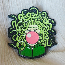 Medusa Gorgon Snake Hair Pink Bubblegum Enamel Lapel Pin Pinback picture