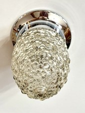 Vintage 1950’s Art Deco Nouveau Bubble Glass W/ Chrome Base Light Fixture picture