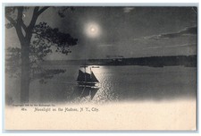 c1905's Moonlight On The Hudson Boat New York City NY Unposted Vintage Postcard picture