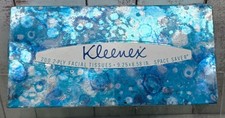 Vtg 1969 Kleenex Space Saver Tissue Box Foil Metallic Blue Splatter MCM Sealed picture