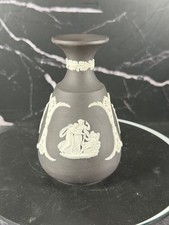 Vintage Wedgwood Bud Vase Black/White Jasperware picture