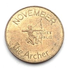 Samson London November Sagittarius The Archer Brass Zodiac Good Luck Token 1F2.5 picture
