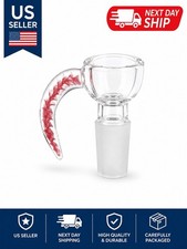 14mm RED Horned 7-Hole Built in Screen Thick  Glass Slide Bowl Piece picture