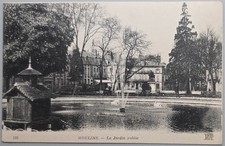 Moulins France Le Jardin Public Fountain Statue Antique Postcard Unused picture