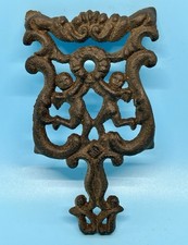 Vintage Wilton Cast Iron Trivet Cherub Ornate Scroll Farmhouse Wall Decor picture