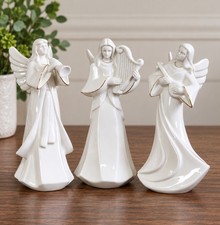SET Mikasa Holy Night Nativity Porcelain Angel Musicians Gold Trim KT421 10