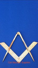 Masonic Lodge Ceremonial accessories  Square and Compass Golden 4.5