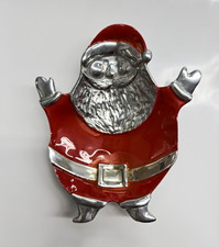 Mariposa Santa  Enameled Metal Serving Piece, Red & Silver Christmas picture