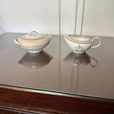 Vtg Noritake Japan Sheridan 5441 Footed Sugar Bowl W/lid And Creamer Nvr Used picture