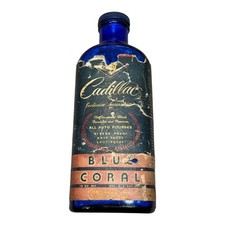 Vintage Cadillac Blue Coral Auto Finish Treatment Bottle 16oz Cobalt Blue Glass picture