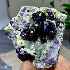 428G Natural beautiful purple window frame cubic fluorite mineral crystal picture