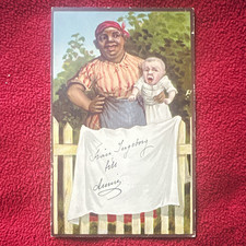 Vtg Unposted Original Lithograph Humor Woman & Baby Postcard Divided Back picture