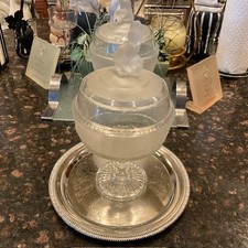 Antique Westward Ho Gillinder Pressed-Molded Antique Lidded Compote 12 7/8