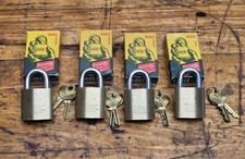 NOS Eagle Lock Co Brass Padlocks With Keys 4 Pin Tumblers 04281PS Lot Of 4 NEW picture