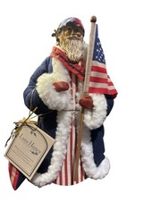 Vtg LYNN HANEY Americana Patriotic SANTA CLAUS Christmas TREE TOPPER 12