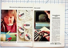 1966 GE Ad Education Time-Sharing Computers Genius Buttons Ephemera picture